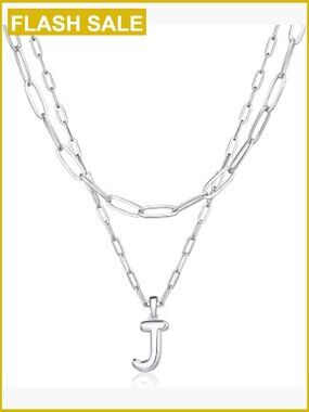 Dainty Heart Initial Necklace 14K Gold Plated Layered Letter Pendant A-Z Trendy